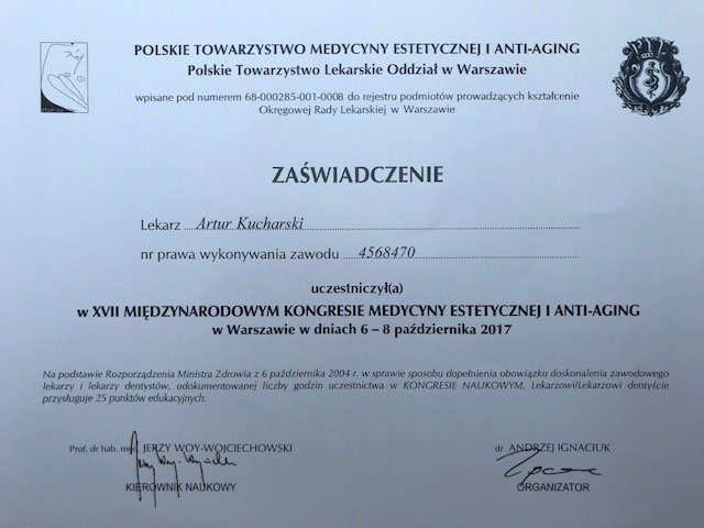 Zaświadczenie Artur Kucharski